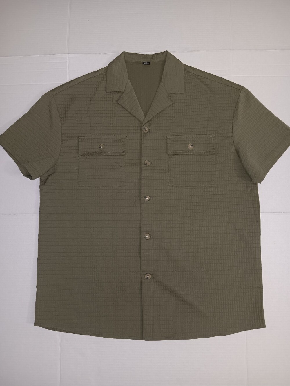 MANFINITY CAMP-COLLAR DOBBY WEAVE BUTTON-UP  SHIRT
